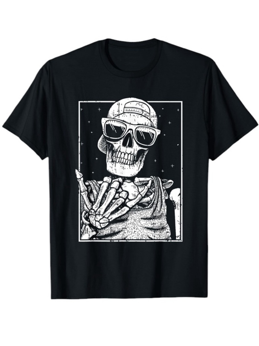 NWOT Graphic Skeleton Skull Shaka Tee